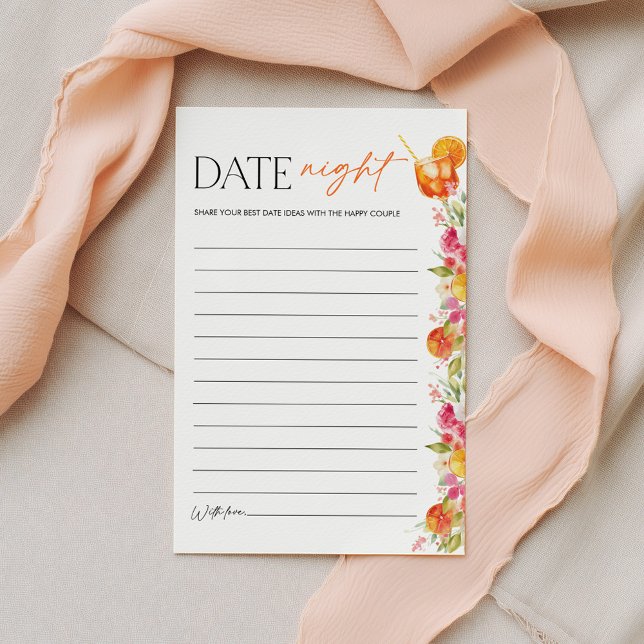 Bridal Shower Game Date Night Citrus Spritz (Date Night Ideas | Bridal Shower Game | First Spritz Bright Floral )