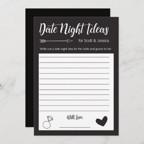 Bridal Shower Game  Date Night Ideas Invitation