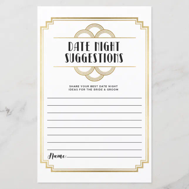 Bridal Shower Game Date Night Suggestions Art Deco Zazzle bridal-shower-game-date-night-suggestions-art-deco-zazzle