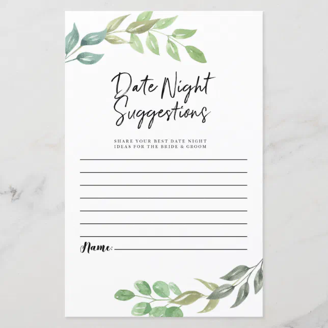 Bridal Shower Game Date Night Suggestions Greeney Zazzle bridal-shower-game-date-night-suggestions-greeney-zazzle