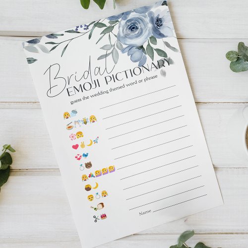 Bridal Shower Game Emoji Pictionary Dusty Blue