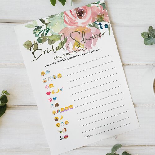 Bridal Shower Game Emoji Pictionary Eggshell Blush