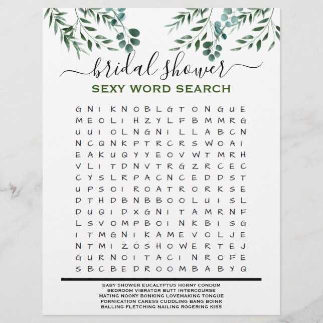 Bridal Shower Game Eucalyptus 2 Sided (Front)