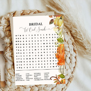 Bridal shower game fall pumpkin word search game