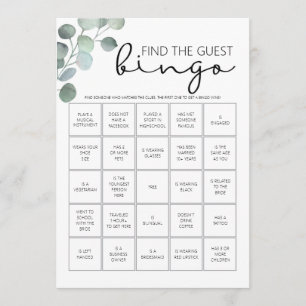 Bridal Shower Game-Find the Guest Bingo Program