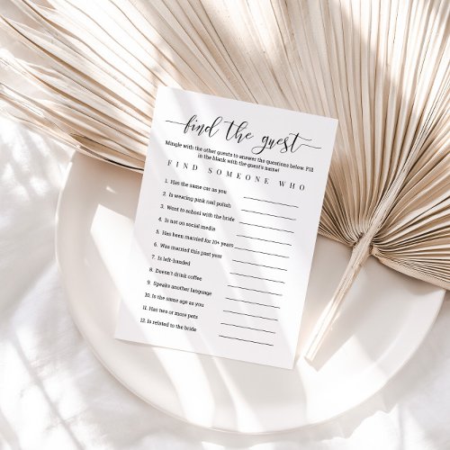 Bridal Shower Game Find the Guest Invitation