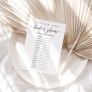 Bridal Shower Game Finish the Bride's Phrase Invitation