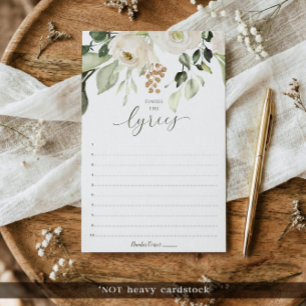 Bridal Shower Game Finish the Song Lyrics I Floral