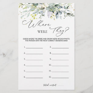Bridal Shower Game Greenery Where Were They Stationery