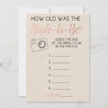Bridal Shower Game- Guess Bride's Age From Photo by AestheticJourneys at Zazzle