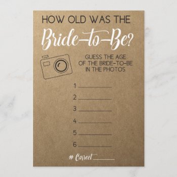 Bridal Shower Game- Guess Bride's Age From Photo Invitation by AestheticJourneys at Zazzle