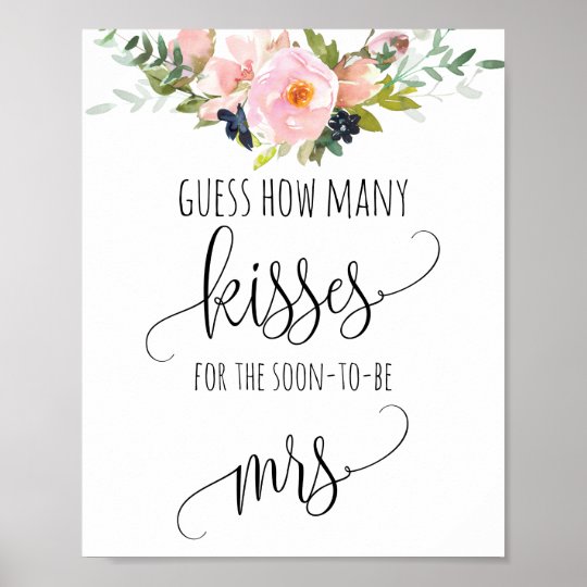 Bridal Shower Game Guess How Many Kisses Poster