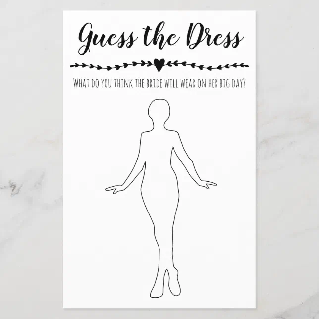 Bridal Shower Game Guess the Dress card Flyer | Zazzle