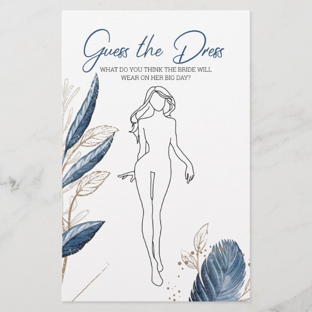 Bridal Shower Game Guess the Dress Card Flyer (Front)