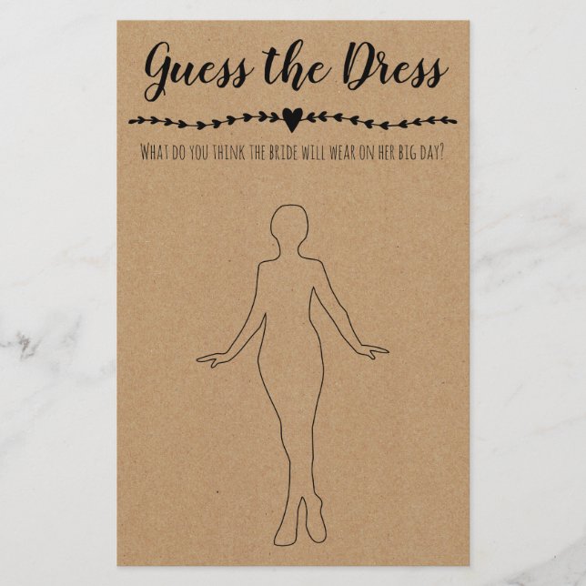 Bridal Shower Game Guess the Dress Card Flyer (Front)