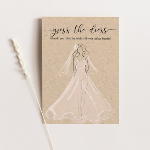 Bridal Shower Game Guess the Dress Kraft Paper Invitation