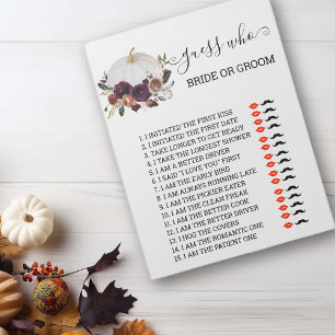Bridal Shower Game Guess Who Autumn Pumpkin Notepad
