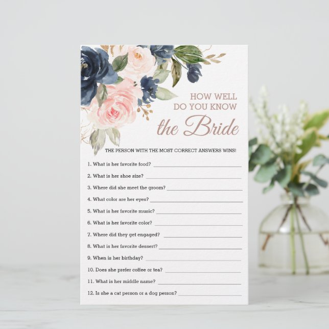 Bridal Shower Game How Well Do You Know The Bride (Standing Front)