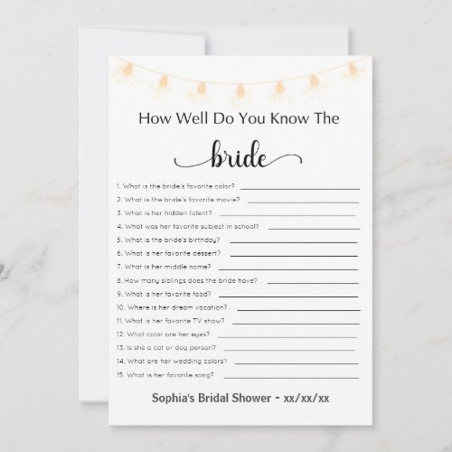 Bridal Shower Game How Well Do You Know The Bride Invitation