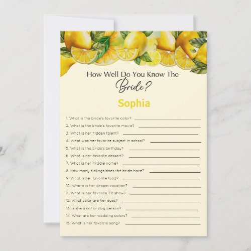 Bridal Shower Game How Well Do You Know The Bride Invitation