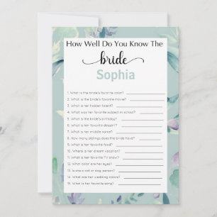 Bridal Shower Game How Well Do You Know The Bride Invitation