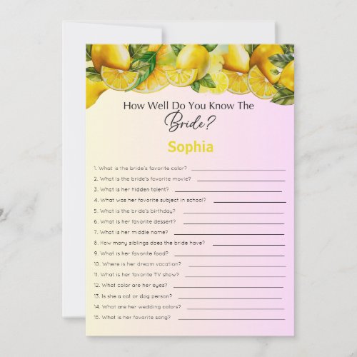 Bridal Shower Game How Well Do You Know The Bride Invitation