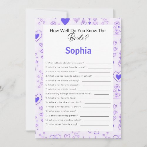 Bridal Shower Game How Well Do You Know The Bride Invitation