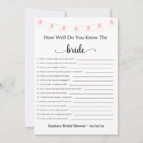 Bridal Shower Game How Well Do You Know The Bride Invitation