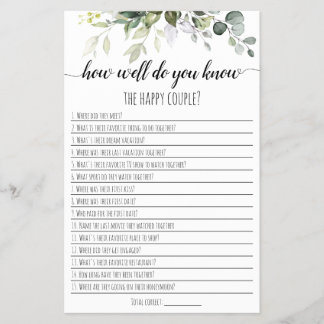 Bridal shower game How well do you know the couple Flyer