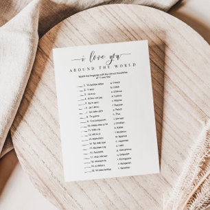 Bridal Shower Game I Love You Around the World Invitation