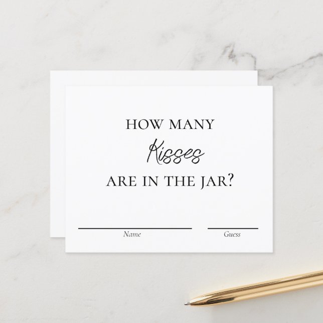 Bridal Shower Game - Kisses for the Mrs Cards (Front/Back In Situ)