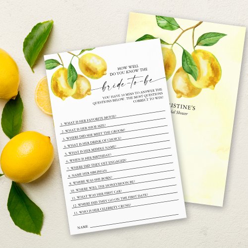 Bridal Shower Game Lemon Fruit