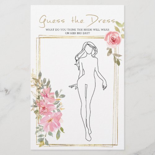 Bridal Shower Game Lush Blus Guess the Dress Flyer