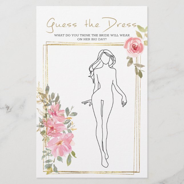 Bridal Shower Game Lush Blus Guess the Dress Flyer (Front)