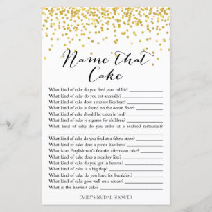 Bridal Shower Game - Name That Cake & Answer