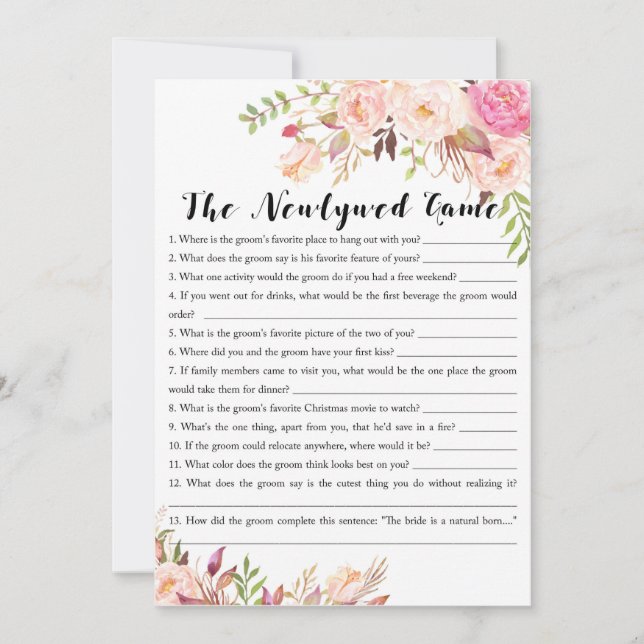 Bridal Shower Game - Newly Wed Game Invitation (Front)