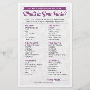 Bridal Shower Game / Personalized / Purse Raid
