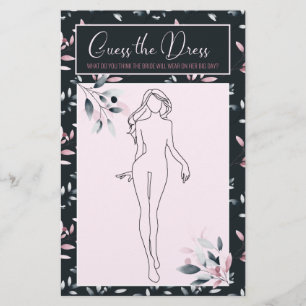 Bridal Shower Game Pink Navy Guess the Dress Card Flyer