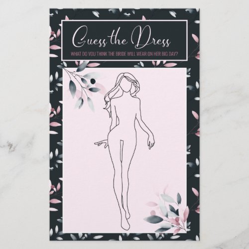 Bridal Shower Game Pink Navy Guess the Dress Card Flyer