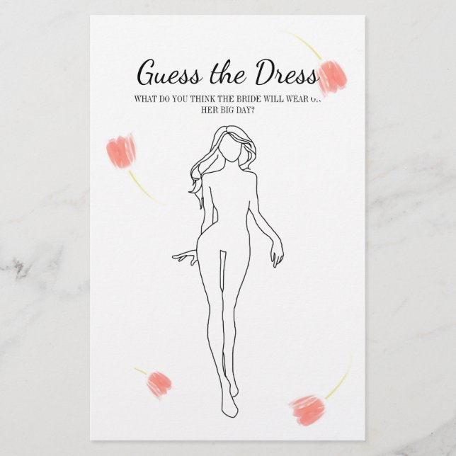 Bridal Shower Game Pink Tulips Guess the Dress Flyer (Front)