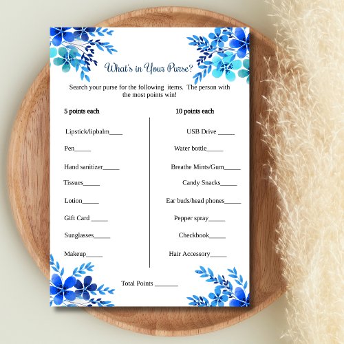 Bridal Shower Game The What is in your Purse Game Invitation