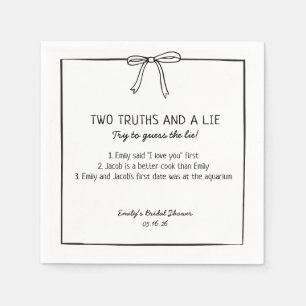 Bridal Shower Game "Two Truths and a Lie" Fun Fact Napkins