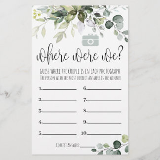 Bridal Shower Game Where Were We Card Flyer