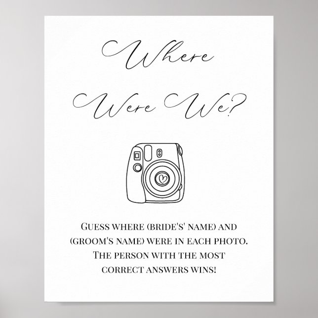 Bridal Shower Game Where Were We Poster (Front)