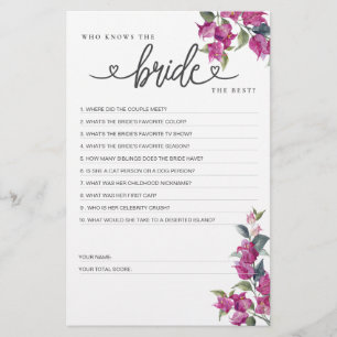 Bridal Shower Game Who Knows the Bride the Best?