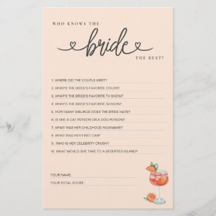 Bridal Shower Game Who Knows the Bride the Best?