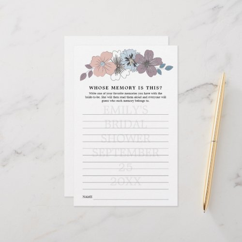 Bridal Shower Game Whose Memory Blue Pink Florals