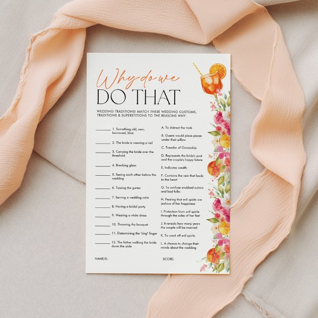 Bridal Shower Game Why Do We Do That Spritz Citrus (Why do we do that? Bridal Shower Game | Love at First Spritz)