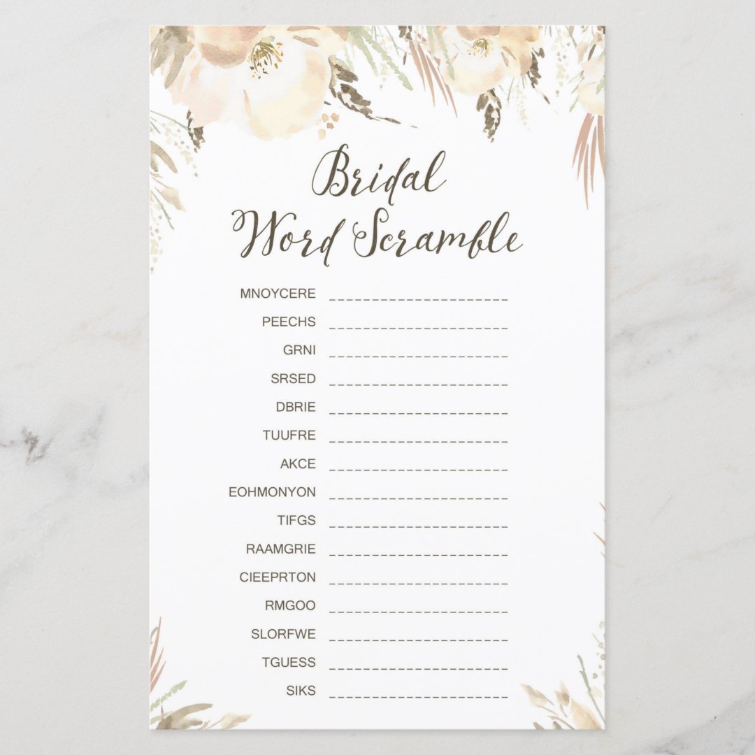 Bridal Shower Game - Word Scramble | Zazzle