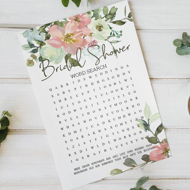 Bridal Shower Game Word Search Eggshell Blush Flor (Creator Uploaded)